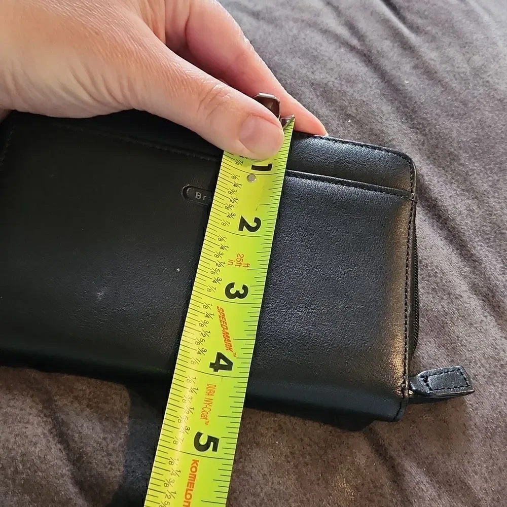 Italian black wallet bramani Italian design with snap and zipper section EUC